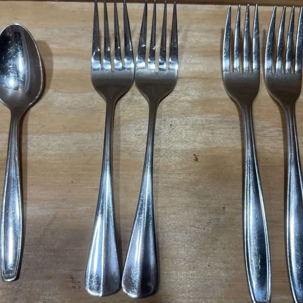 Vintage Oneida Stainless Steel Flatware Mixed 10 Piece Lot Forks Spoons MCM